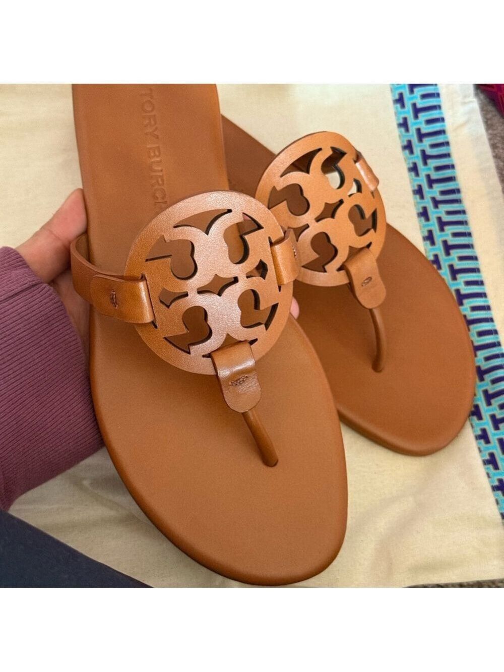 New tory burch miller calf leather sandals in Millie/ bourbon color - Picture 2 of 9